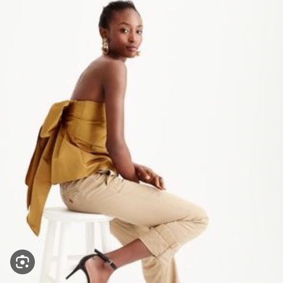 NWT J. Crew Satin/Silk Strapless Back Bow Tie Sash Blouse Size 2 - Picture 6 of 8